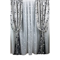 set mastel 2 draperii black-out 2x100x260cm gri-negru cu perdea brodata 300x260cm alba model b1 confectionate cu rejansa imagen 52_0_
0
