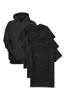 Set hanorac negru si tricouri negre adulti
