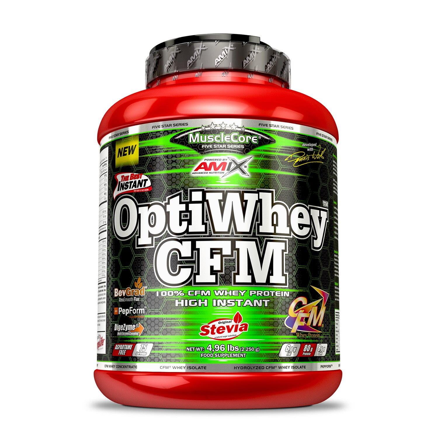 Concentrat proteic Amix Optiwhey Dubla Ciocolata Alba 2.250 Kg