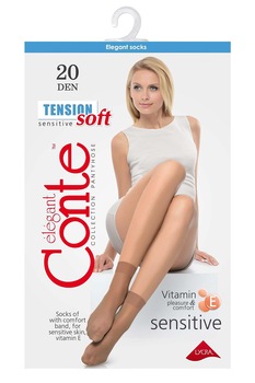 Sosete scurte 1/2 Lycra, Conte Elegant Tension Soft 20 Den, Natural, 36-39 Sosete scurte 1/2 Lycra, Conte Elegant Tension Soft 20 Den, Natural, 36-39