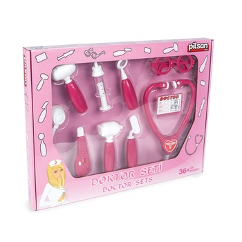 Set doctor cu 11 piese roz Pilsan Set doctor cu 11 piese roz Pilsan