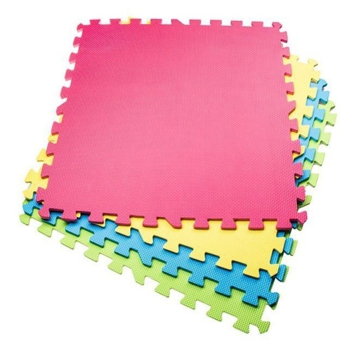 Covoras joaca termic multicolor 240x120 cm, tip puzzle XXL, elemente 60 x 60 cm