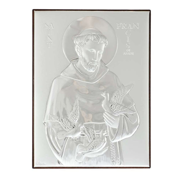 Szent Ferenc ikon ezüsttel 13 x 18 cm