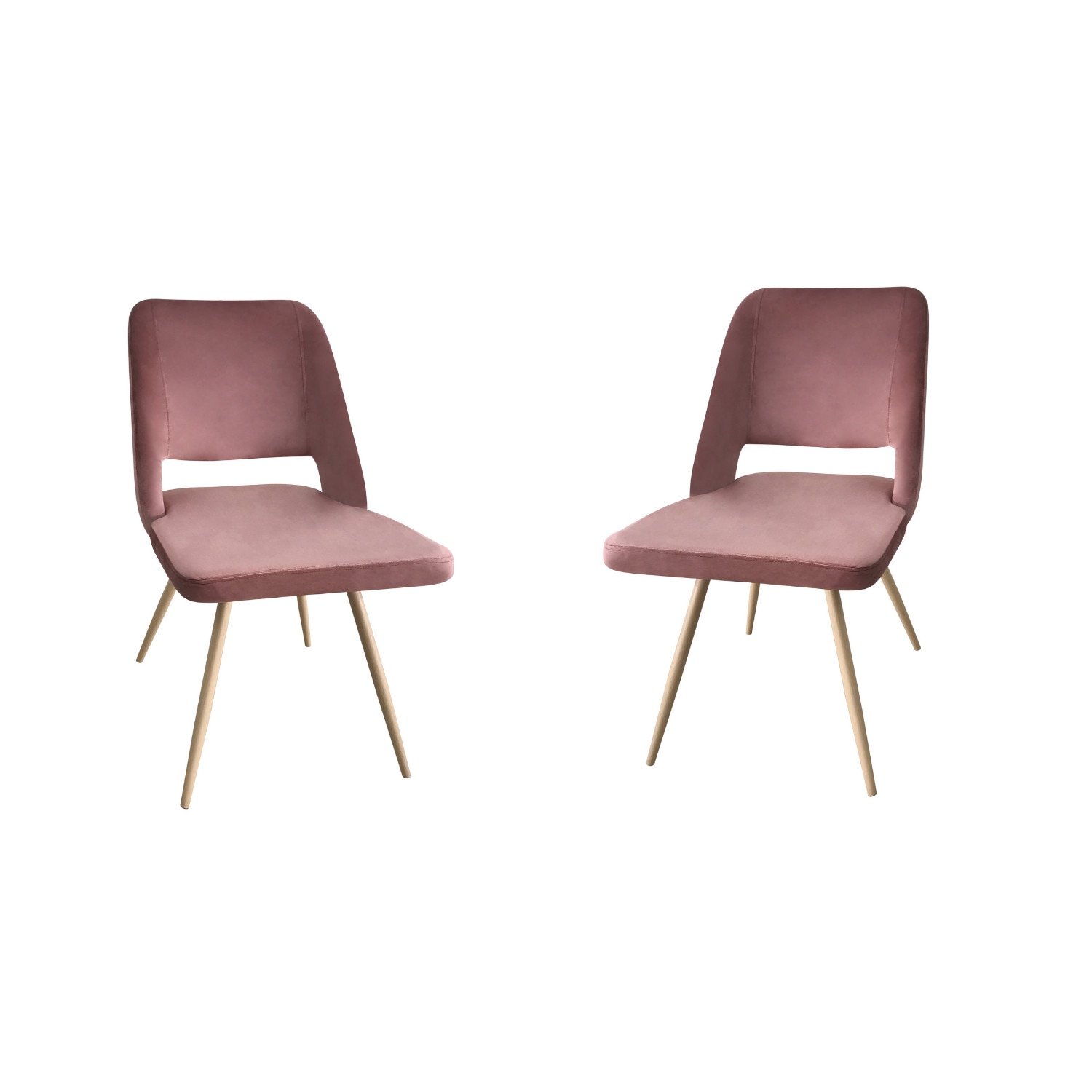 Set 2 scaune dining MELINA, catifea, picioare metalice, carmin