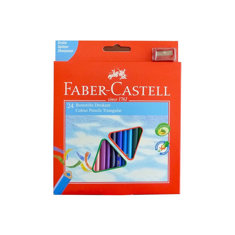 Creioane colorate 24 culori triunghiulare Faber Castell + ascutitoare 120524