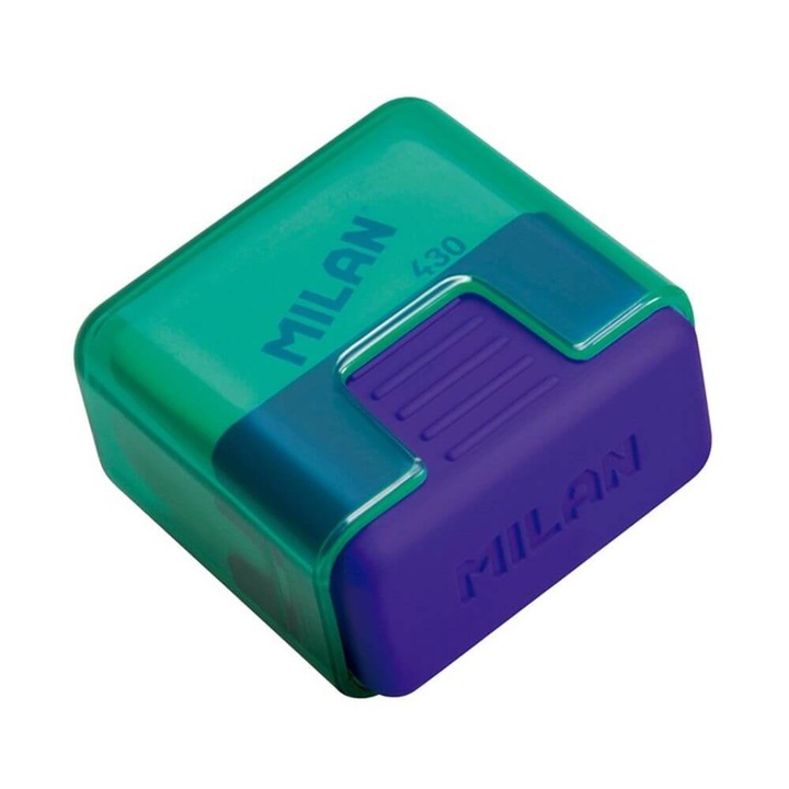 Radiera MILAN School 430, Carcasa Protectoare din Plastic Mov/Visiniu, Cauciuc Sintetic, Radiera Alba