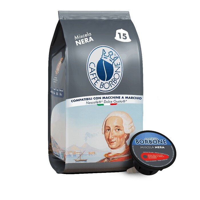 Capsule cafea, Caffe Borbone Nera, compatibile Dolce Gusto, 1 set x 15 buc