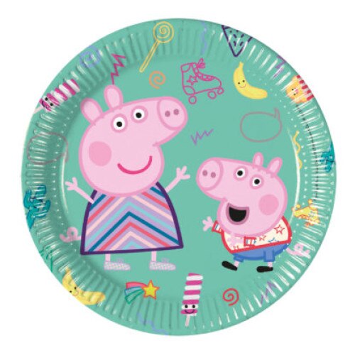 Set 8 farfurii din carton Peppa Pig, multicolor, 20 cm