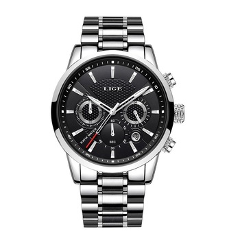 Ceas barbati Lige, Analog, Mecanism Quartz, Cronometru, Cronograf, Indici luminosi, Otel inoxidabil, Casual, Business, Calendar, Rezistent la socuri, Argintiu negru Ceas barbati Lige, Analog, Mecanism Quartz, Cronometru, Cronograf, Indici luminosi, Otel inoxidabil, Casual, Business, Calendar, Rezistent la socuri, Argintiu negru