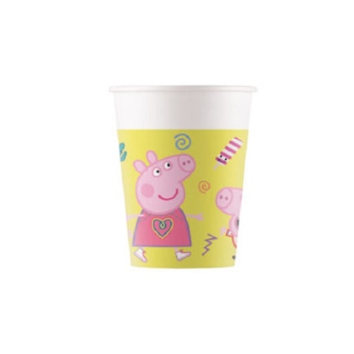 Set 8 pahare din carton Peppa Pig, multicolor, 200 ml
