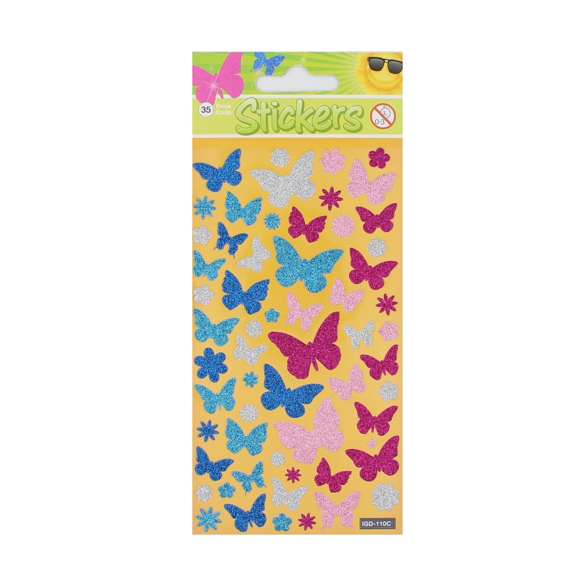 Set stickere Glitter Butterflies, 56 bucati
