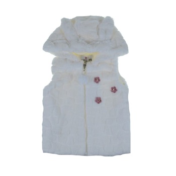 Vesta de blana pentru fete Happy House HH198A, Alb, 110 cm Vesta de blana pentru fete Happy House HH198A, Alb, 110 cm