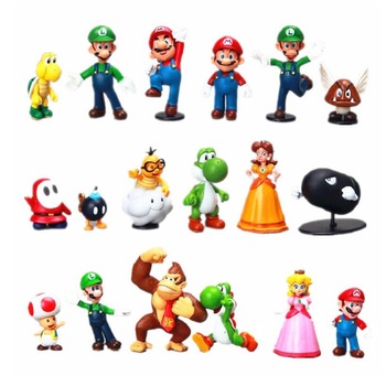 Set de 18 figurine de actiune, Super Mario Bros, PVC, Multicolor Set de 18 figurine de actiune, Super Mario Bros, PVC, Multicolor
