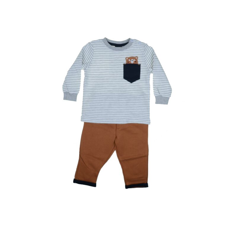 Compleu 2 piese pentru baieti GT 7847, Maro, 74 cm
