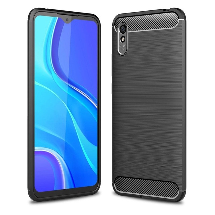Силиконов калъф Carbon Fibre Brushed за Xiaomi Redmi 9A, / 9AT Черен