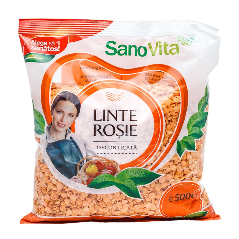 Linte rosie decorticata, Sano Vita, 500 grame