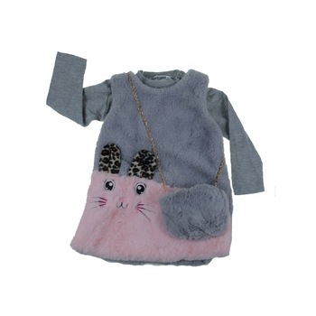 Rochita eleganta de blana pentru fete Happy House HH186G1, Gri Rochita eleganta de blana pentru fete Happy House HH186G1, Gri