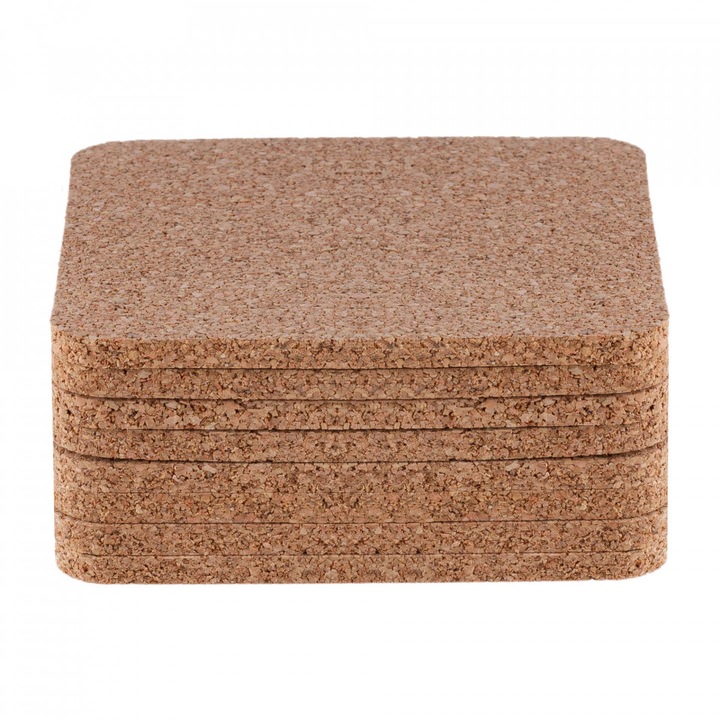 Suport bauturi EcoCMK, din pluta, patrat, 8x8cm, set 10buc