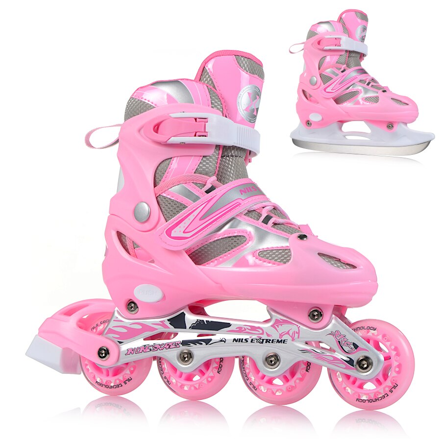 Role reglabile Nils Extreme NH18366, 2 in 1, Roz, 39-42