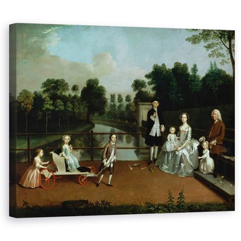 Tablou canvas - Arthur Devis - Un grup de familie pe o terasa intr-o gradina, 60 x 75 cm Tablou canvas - Arthur Devis - Un grup de familie pe o terasa intr-o gradina, 60 x 75 cm