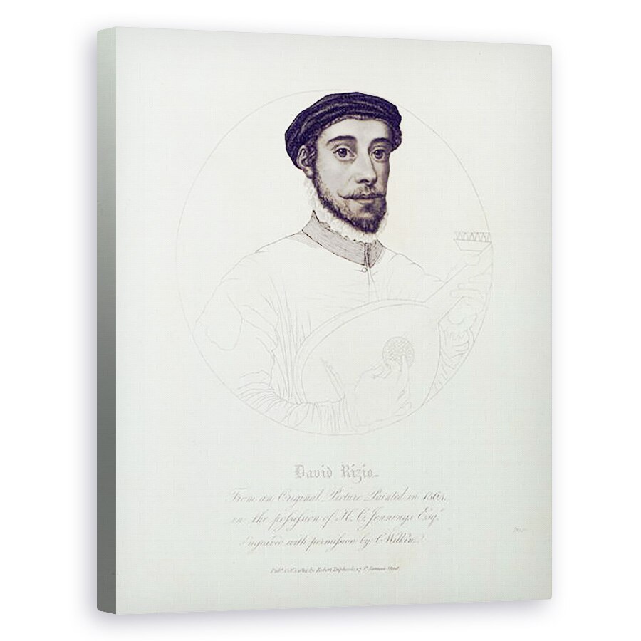 Tablou canvas - Scoala Engleza - Portretul lui David Rizio, dintr-un original pictat in 1564, gravat de C. Wilkin, pub. London, 60 x 75 cm