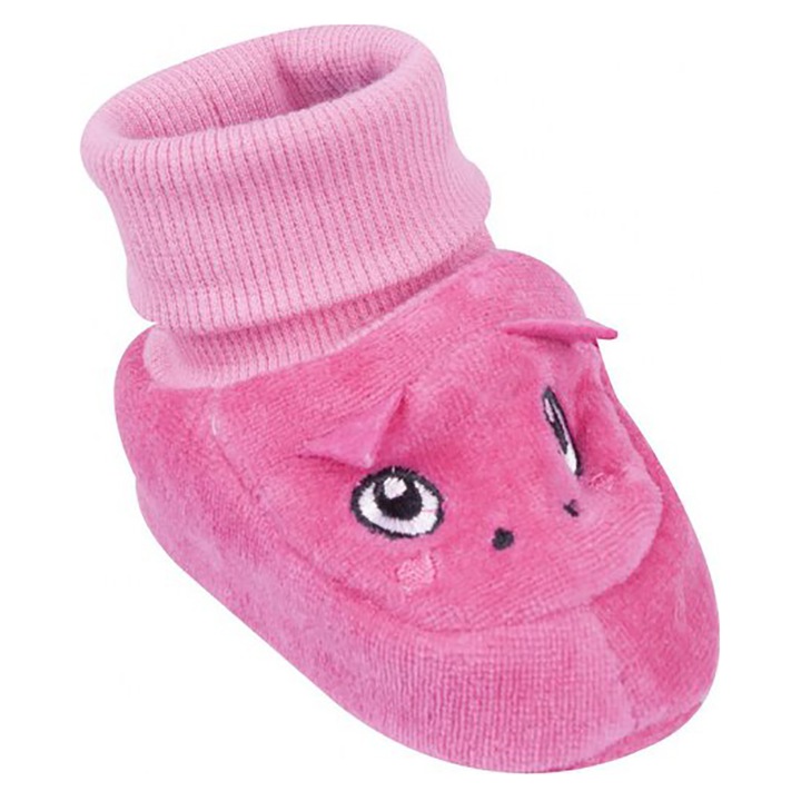 Bébi sárkány mintás plüss baba mamusz, kocsicipő, újszülött cipő (Rózsaszín, 6-12 hó, 10 cm)