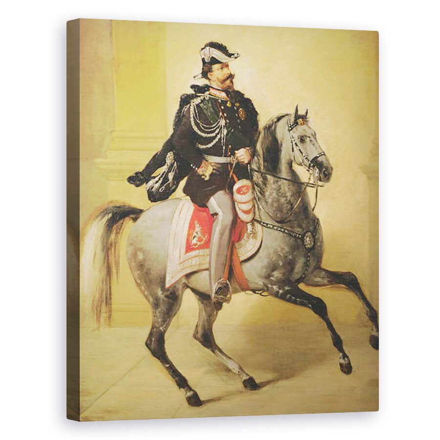 Tablou canvas - Angelo Inganni - Portretul ecvestru al lui Victor Emmanuel al II-lea al Italiei, 60 x 75 cm