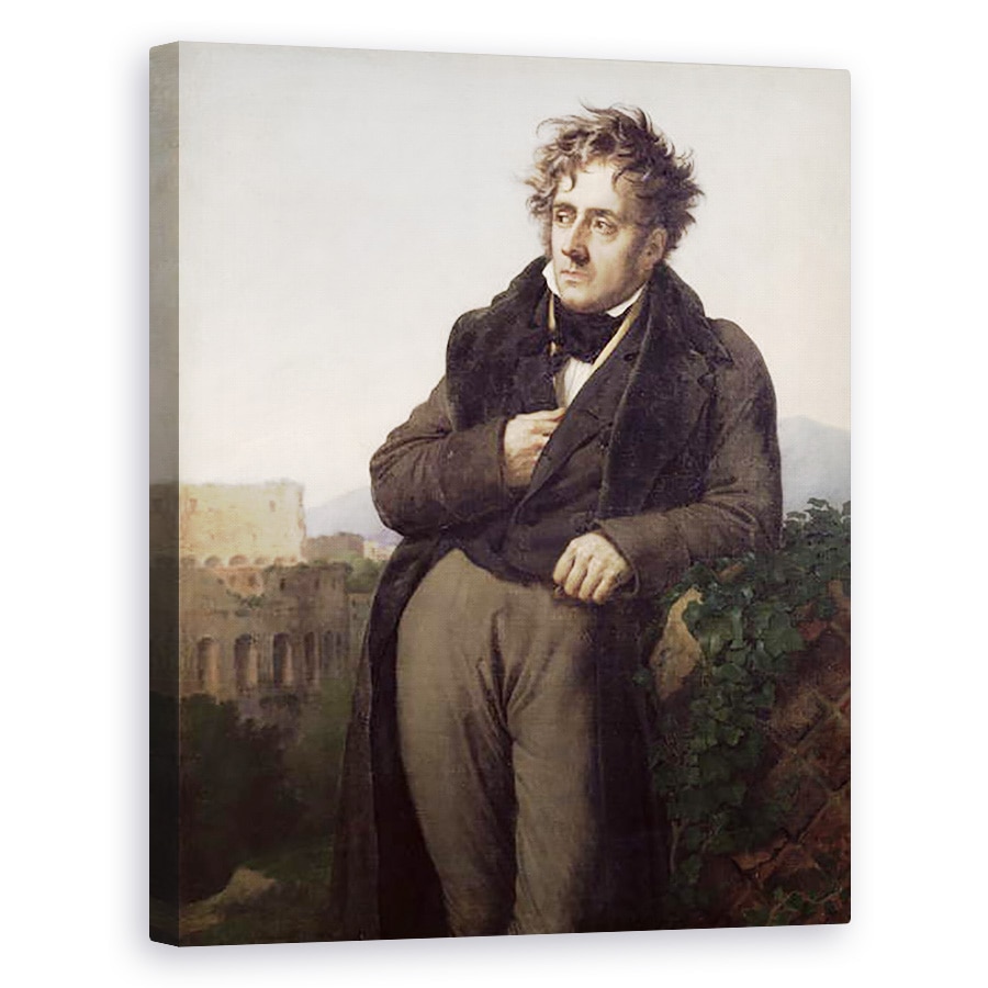 Tablou canvas - Anne Louis Girodet de Roucy-Trioson - Portretul lui Francois Rene 1768-1848 Viconte de Chateaubriand, 60 x 75 cm
