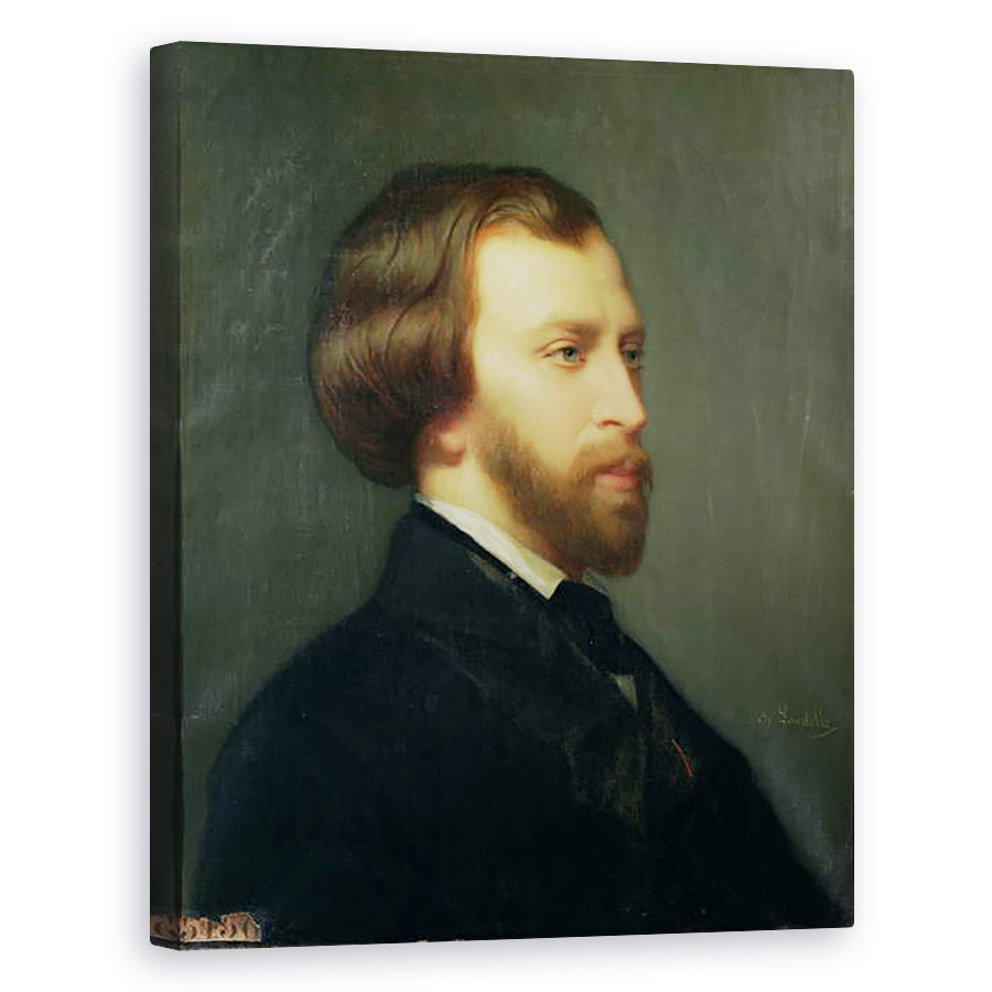 Tablou canvas - Charles Landelle - Portretul lui Alfred de Musset 1810-57, 60 x 75 cm