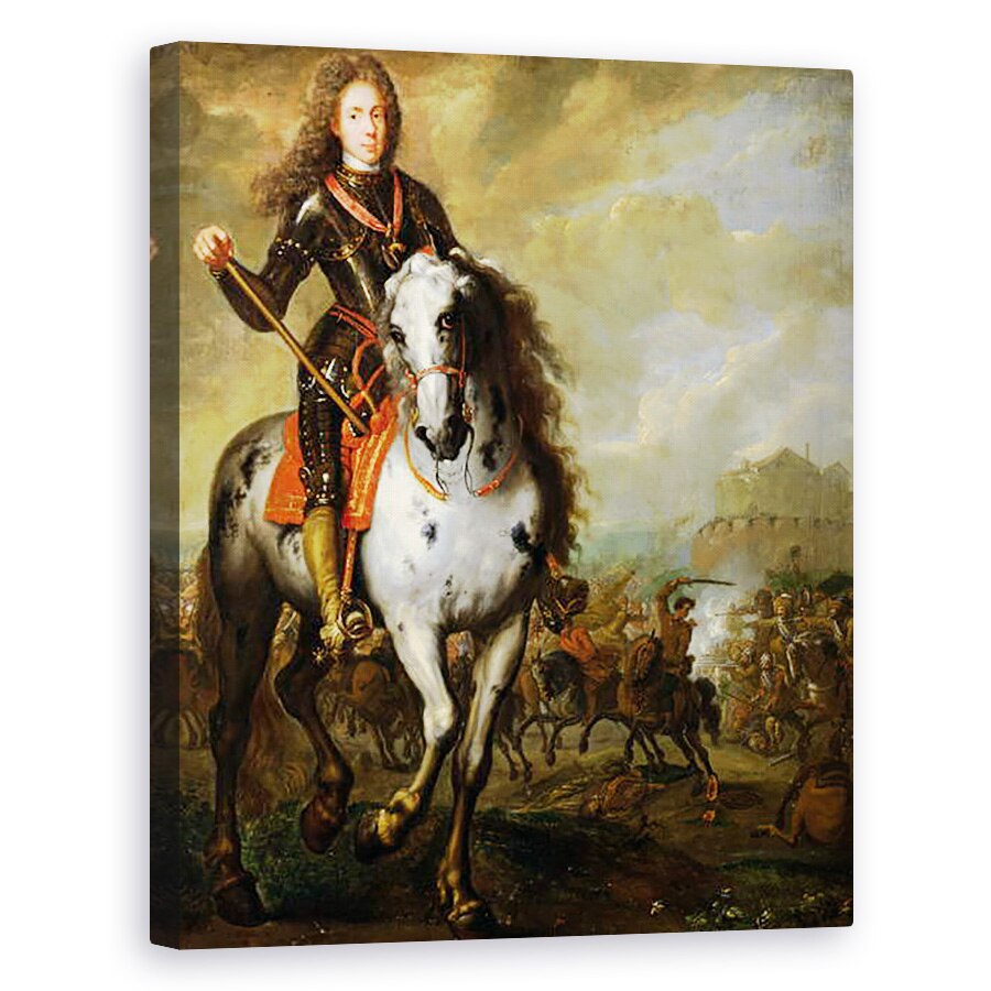 Tablou canvas - Scoala Flamanda - Portret ecvestru al Printului Eugene de Savoie 1663-1736 c.1700-10, 60 x 75 cm