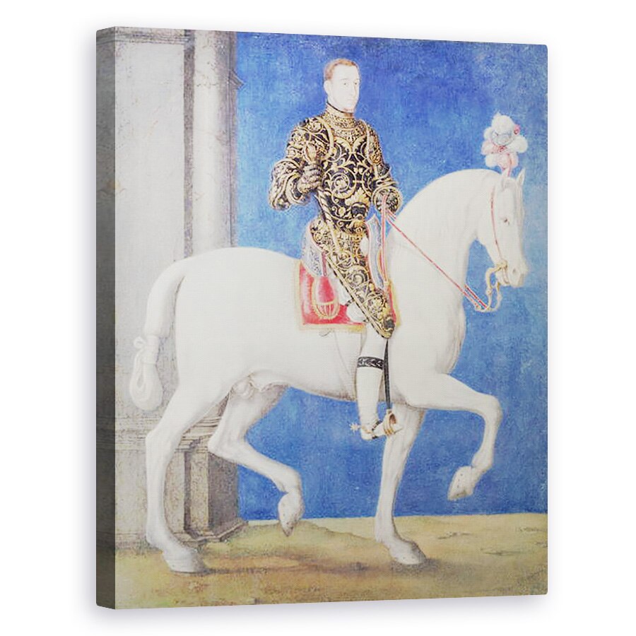 Tablou canvas - Francois Clouet - Portret ecvestru presupus a fi Dauphin Henri II 1519-59 c.1543, 80 x 100 cm