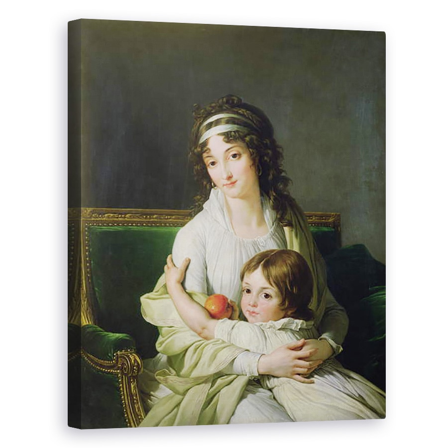 Tablou canvas - Francois Andre Vincent - Portretul presupus a fi Madame Jeanne-Justine Boyer-Fonfrede si fiul ei, 80 x 100 cm