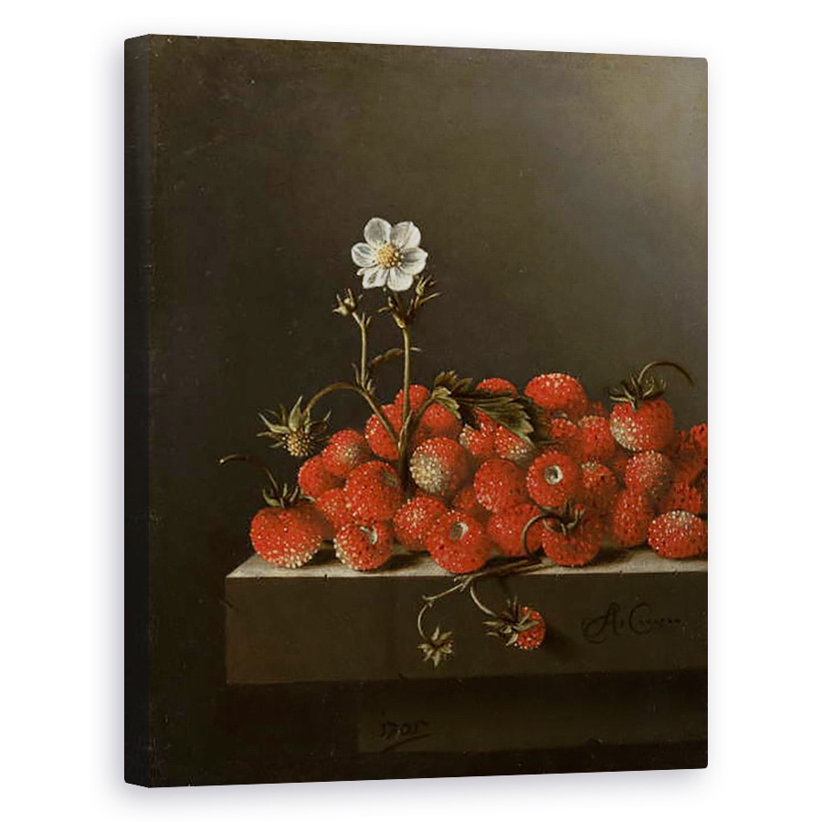 Tablou canvas - Adrian Coorte - Natura statica cu capsuni salbatice, 80 x 100 cm