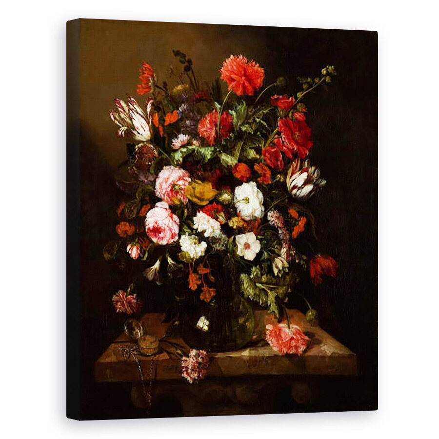 Tablou canvas - Abraham Hendricksz van Beyeren - Floare Natura statica cu un ceas, 80 x 100 cm