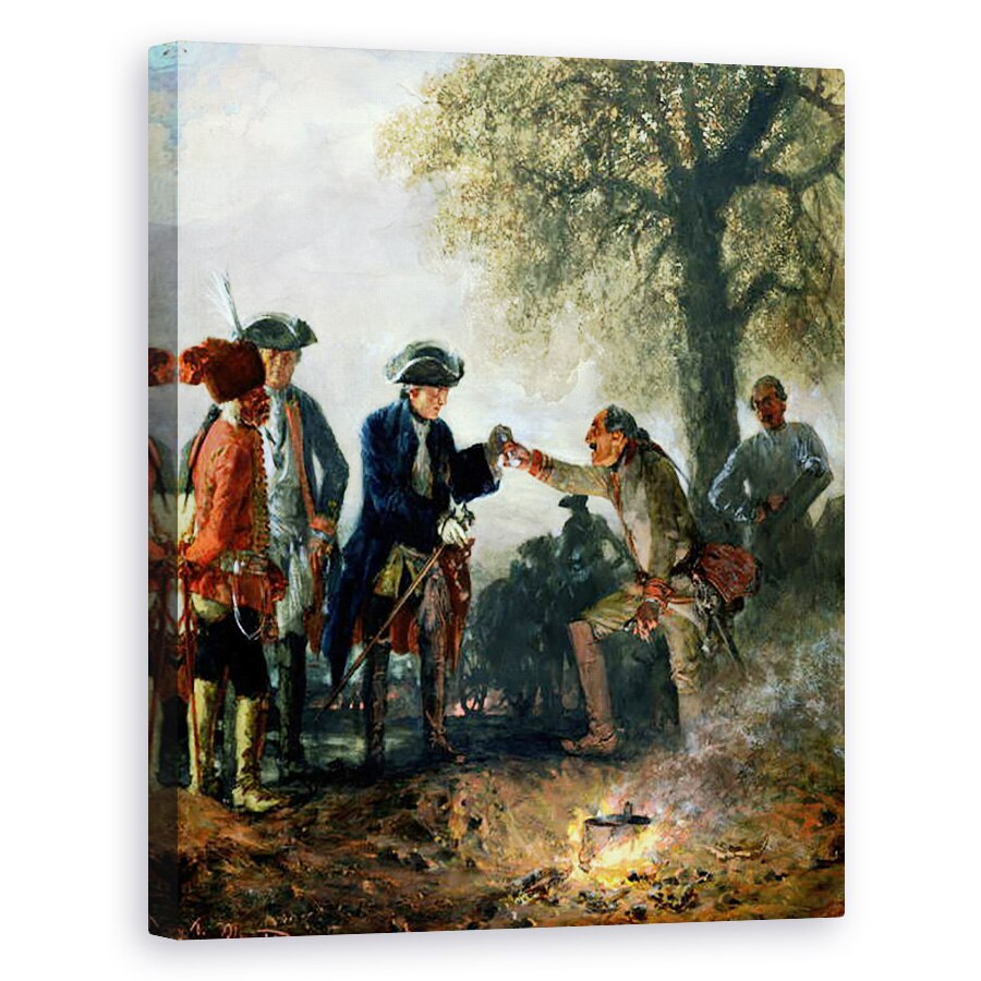 Tablou canvas - Adolph Friedrich Erdmann von Menzel - Frederic cel Mare 1712-86 cu Zieten la tabara, 60 x 75 cm