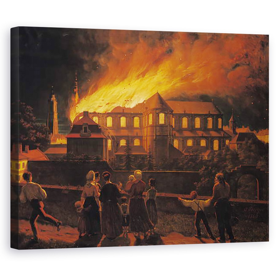 Tablou canvas - Abel Berger - Incendiu la Catedrala Cambrai, 80 x 100 cm