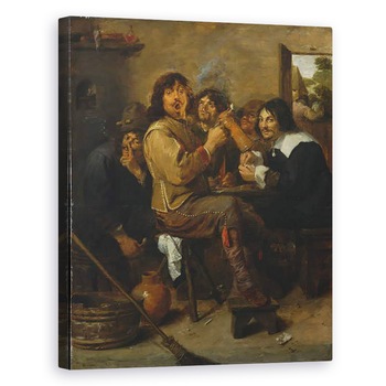 Tablou canvas - Adriaen Brouwer - Fumatorii, 60 x 75 cm Tablou canvas - Adriaen Brouwer - Fumatorii, 60 x 75 cm