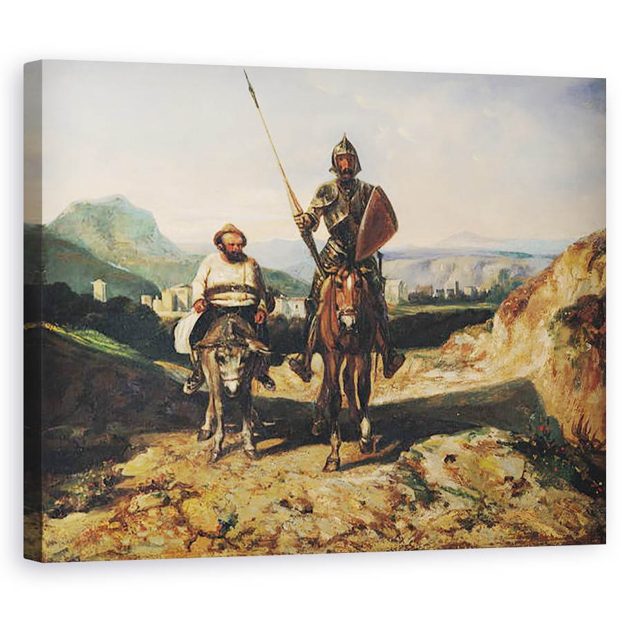 Tablou canvas - Alexandre Gabriel Decamps - Don Quijote si Sancho, 60 x 75 cm