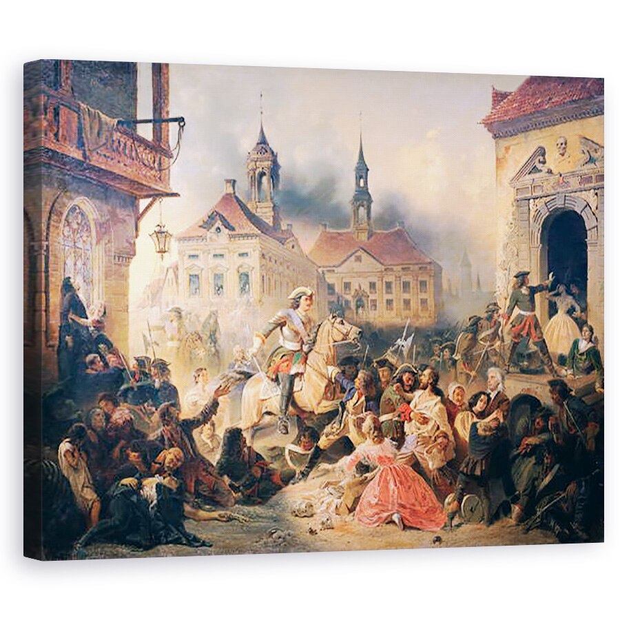 Tablou canvas - Alexander Ivanovich Sauerweid - Petru cel Mare cucereste Narva in 1704, 60 x 75 cm