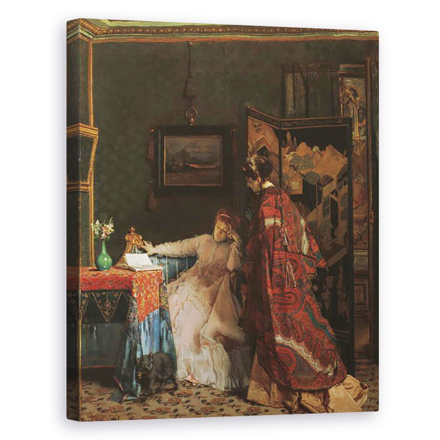 Tablou canvas - Alfred Emile Stevens - Vizita, 80 x 100 cm