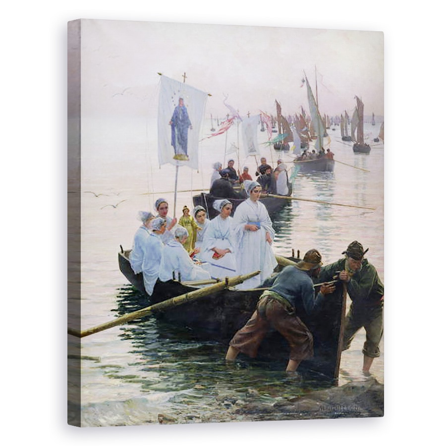 Tablou canvas - Alfred Guillou - Sosirea procesiunii Sfintei Ane de la Fouesnant la Concarneau, 60 x 75 cm