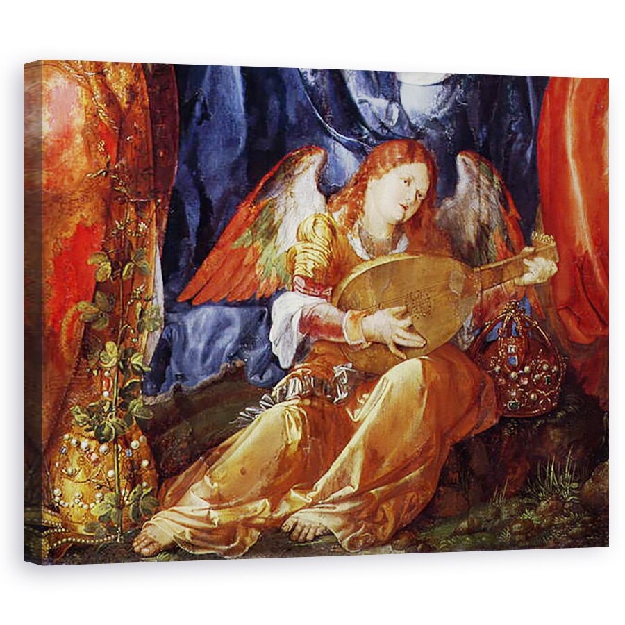 Tablou canvas - Albrecht Durer - Sarbatoarea ghirlandelor de trandafiri, detaliu al muzicianului inger, 60 x 75 cm