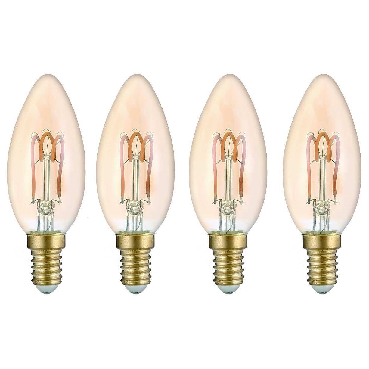 Set 4 becuri Vintage Avide LED Soft Filament Candle, 3W, E14, 360 lumeni