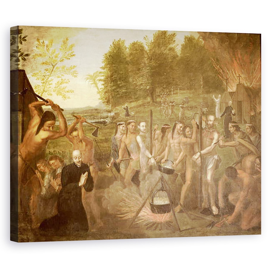 Tablou canvas - Alfred Pommier - Martiriul a trei preoti iezuiti, 80 x 100 cm