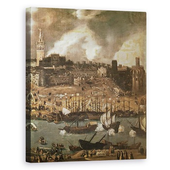 Tablou canvas - Alonso Sanchez Coello - O expeditie care pleaca din Sevilla pentru America in 1498 ulei pe panza, 80 x 100 cm Tablou canvas - Alonso Sanchez Coello - O expeditie care pleaca din Sevilla pentru America in 1498 ulei pe panza, 80 x 100 cm