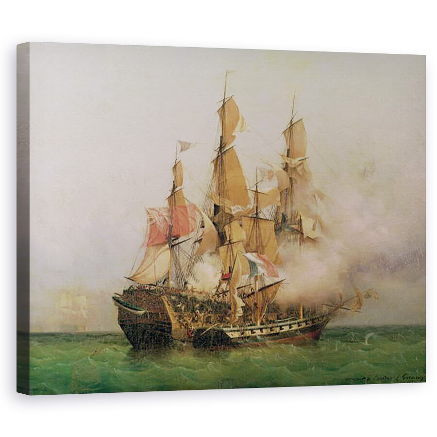 Tablou canvas - Ambroise-Louis Garneray - Preluarea Kent de Robert Surcouf 1736-1827 in Golful Bengal, 7 octombrie 1800, 80 x 100 cm
