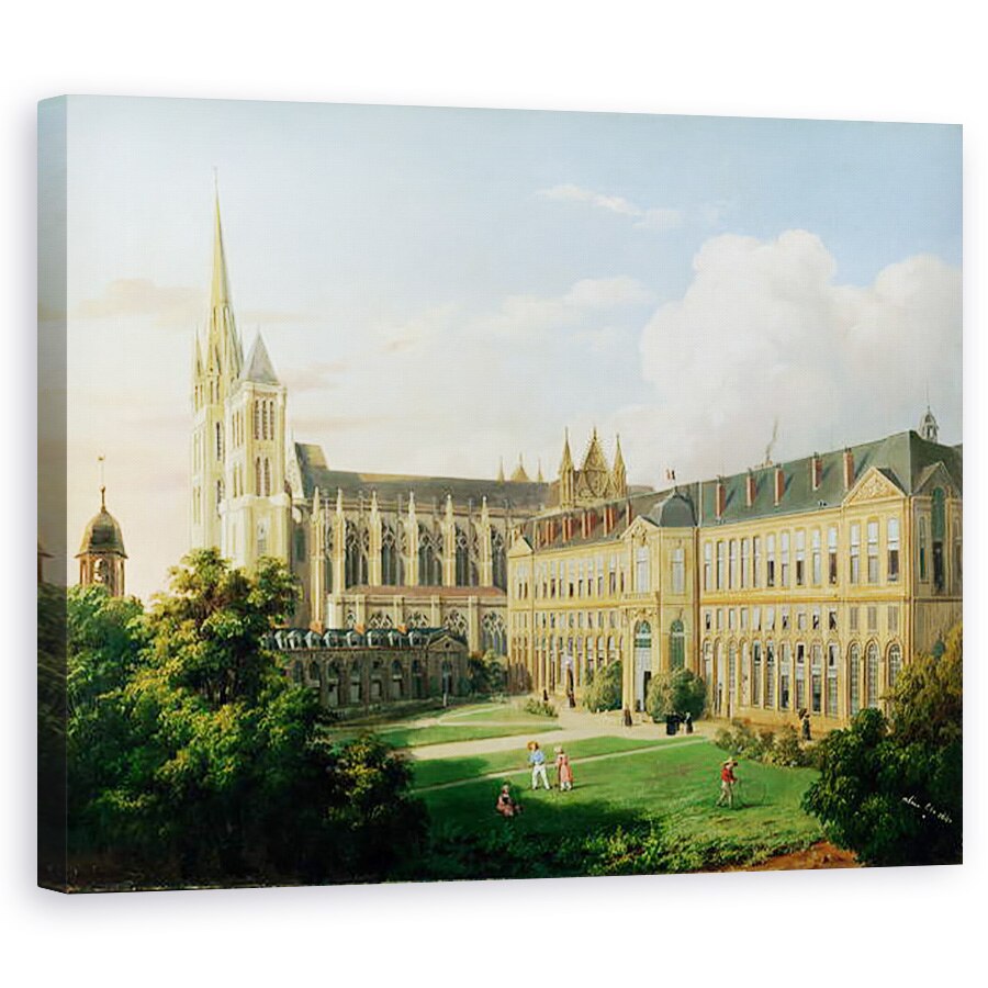 Tablou canvas - Aline Clement - Biserica Abbey Saint-Denis si scoala Legiunii de Onoare in 1840, 80 x 100 cm