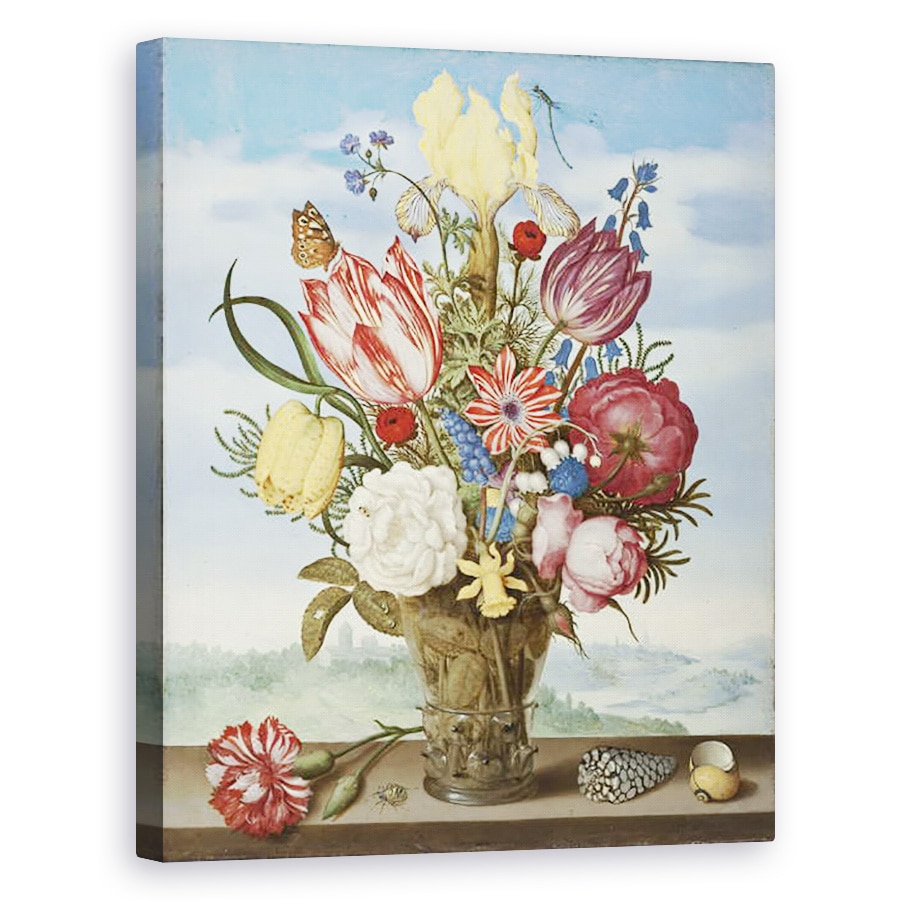 Tablou canvas - Ambrosius Bosschaert the Elder - Buchet de flori pe margine, 60 x 75 cm