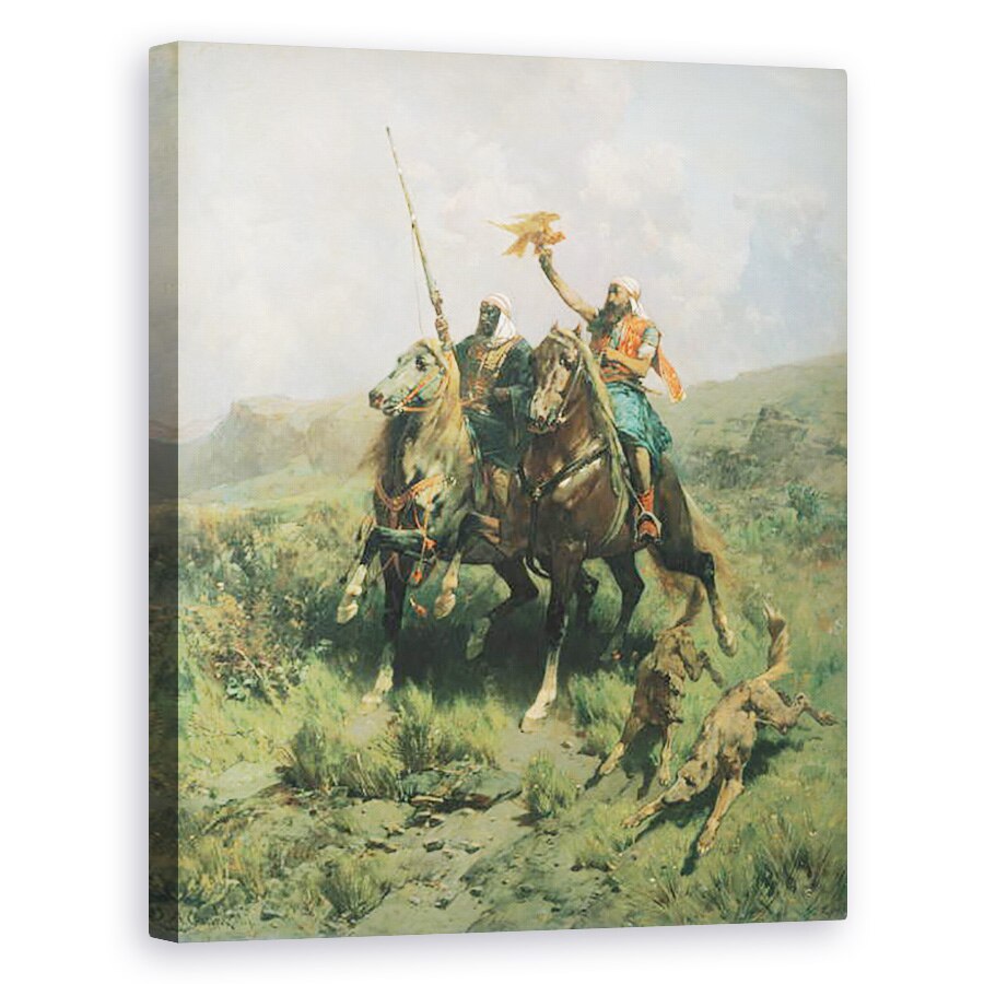 Tablou canvas - Alberto Pasini - Arabi cu un soim, 80 x 100 cm