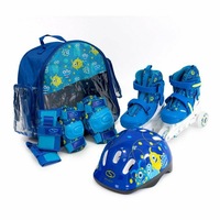 Set patine cu rotile 2in1 si echipament de protectie SMJ SPORT, Marime 30-33, Bleu